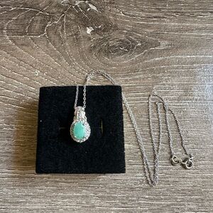 Silver and Green Emerald Pendant Necklace